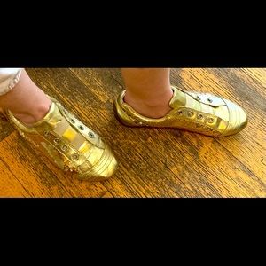Gold Baker’s slip ons